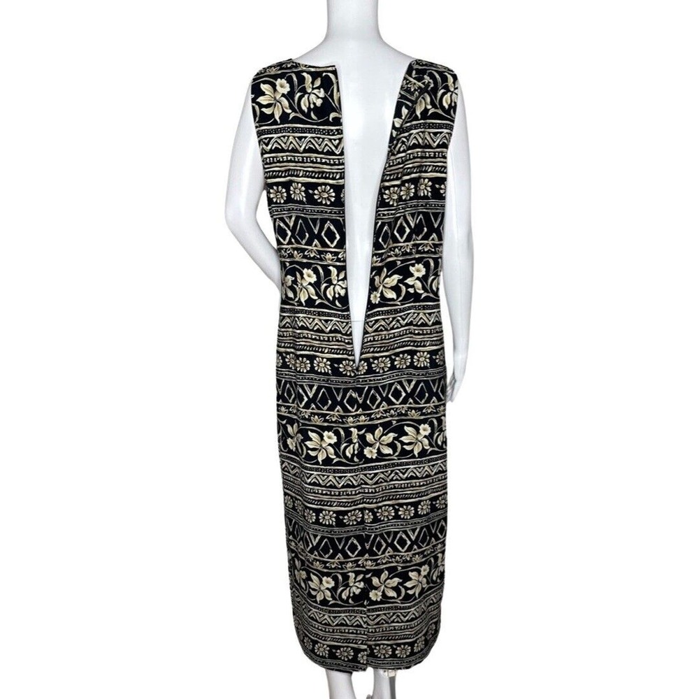Kathie Lee Collection Maxi Dress Womens 10 Black Floral Geometric Sleeveless 90s - Picture 5 of 10